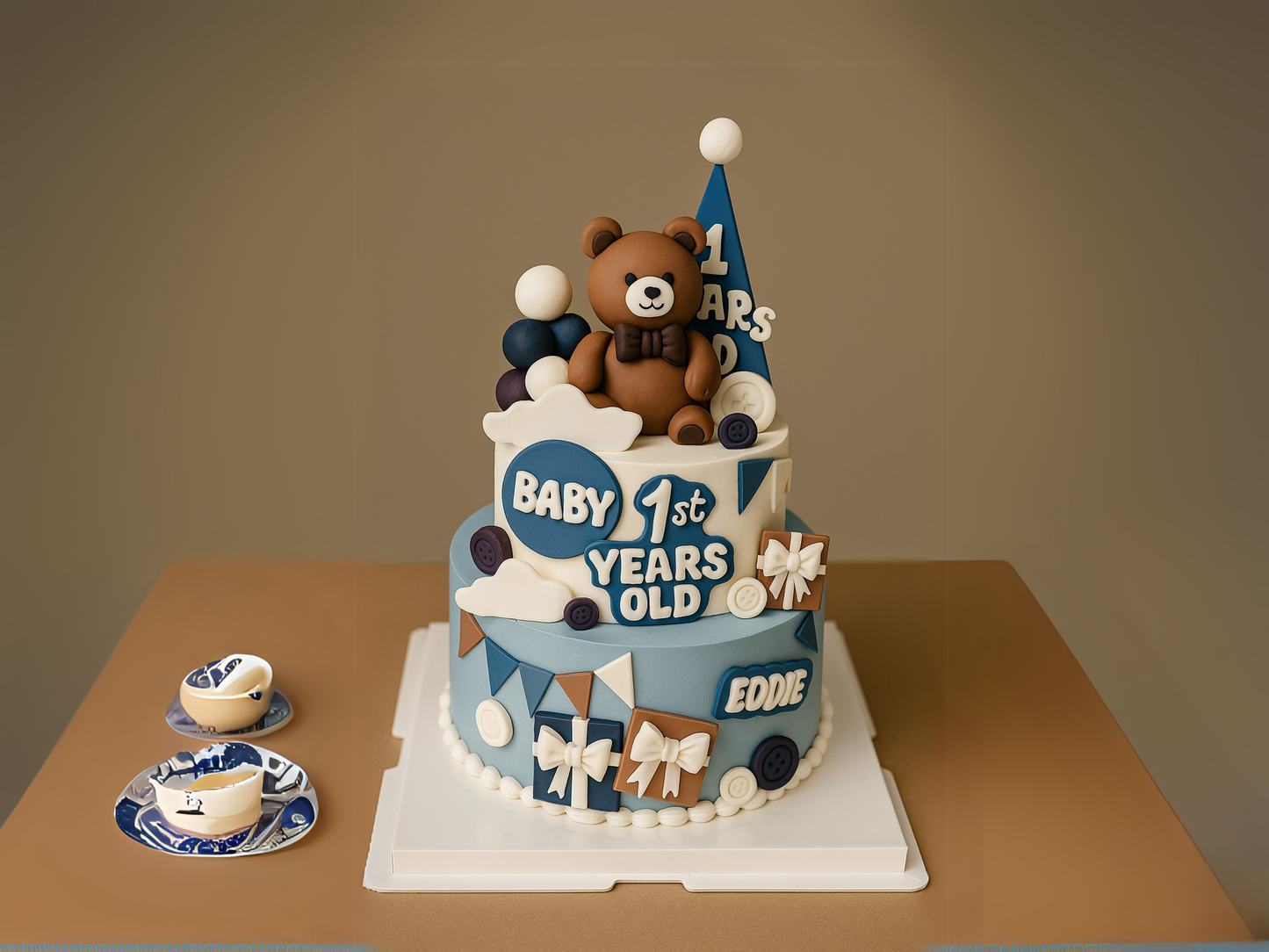 Teddy's First – Baby Boy Birthday Cake | Pastry by Good Day Bakery Singapore (1pc)