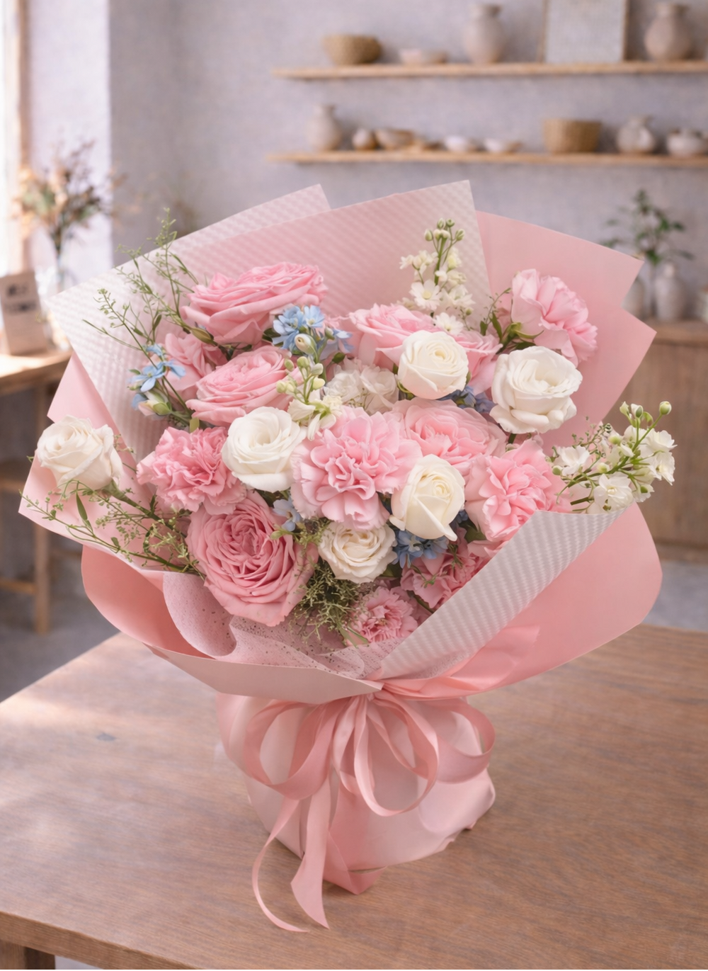 Pastel Melody Carnation Rose Bouquet - 38 Total Stems | GOOD DAY