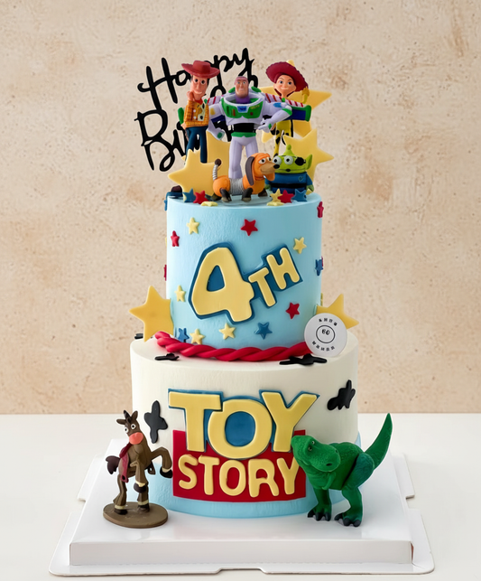 Toy Story 4th Birthday Cake with Characters & Stars | Custom Kids Cake