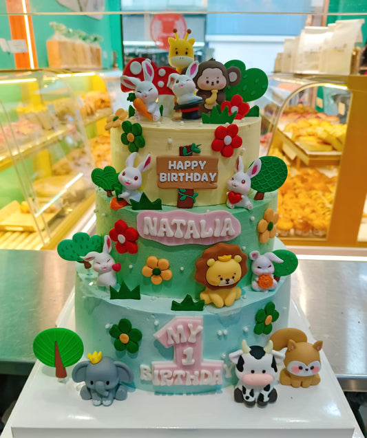 Woodland Animal 1st Birthday Cake | Pastry by Good Day Bakery Singapore (1pc)