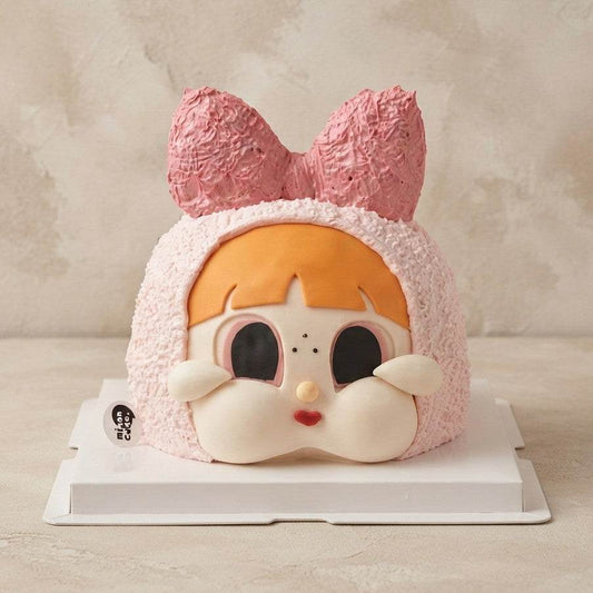 3D Pink Bow Bunny Cake with expressive eyes and plush textured frosting