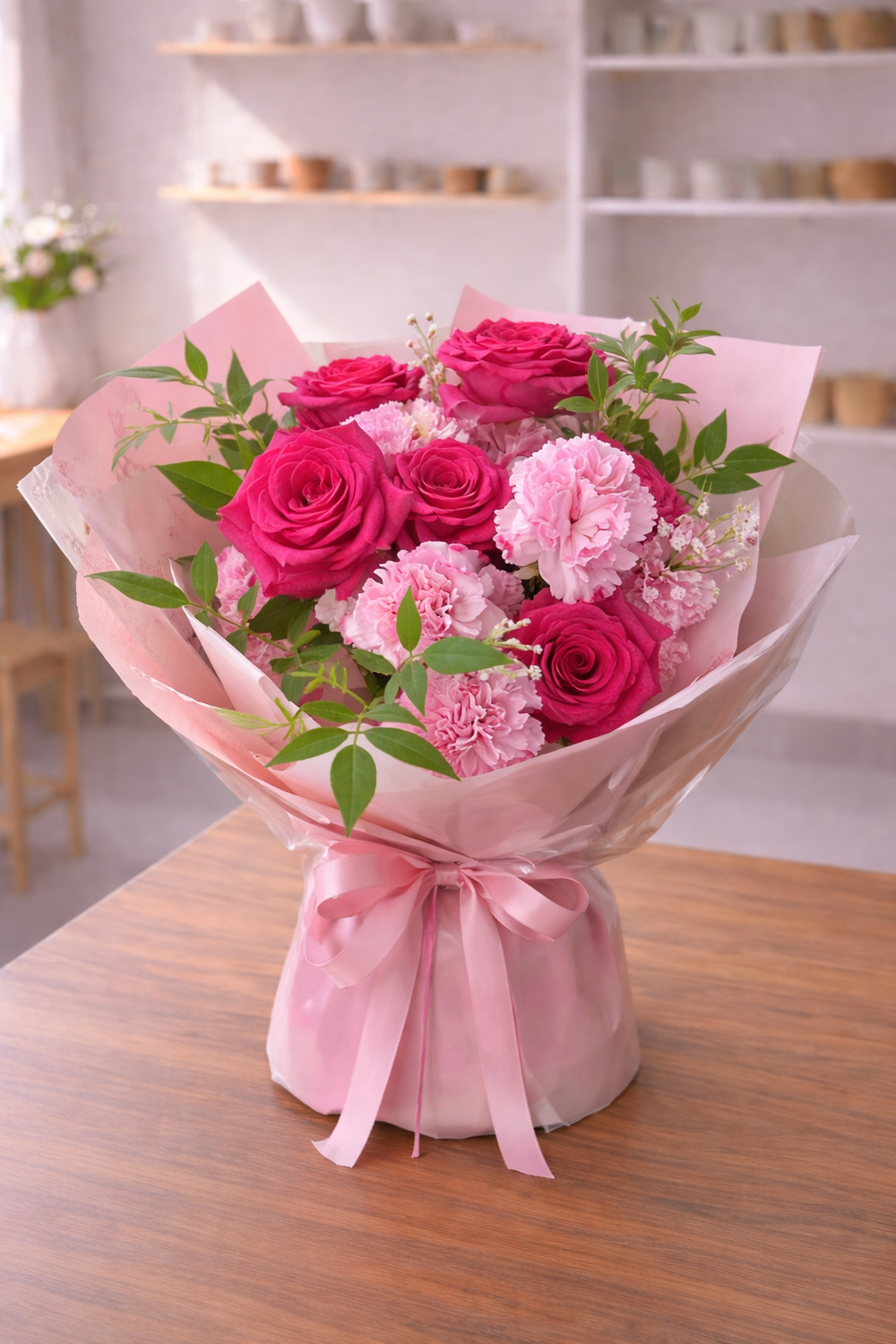 Pink Radiance Carnation Rose Bouquet - 19 Total Stems | GOOD DAY