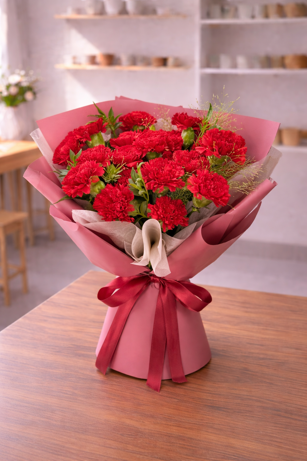 Red Carnation Tribute - 18 Carnations + Filler Flowers | GOOD DAY
