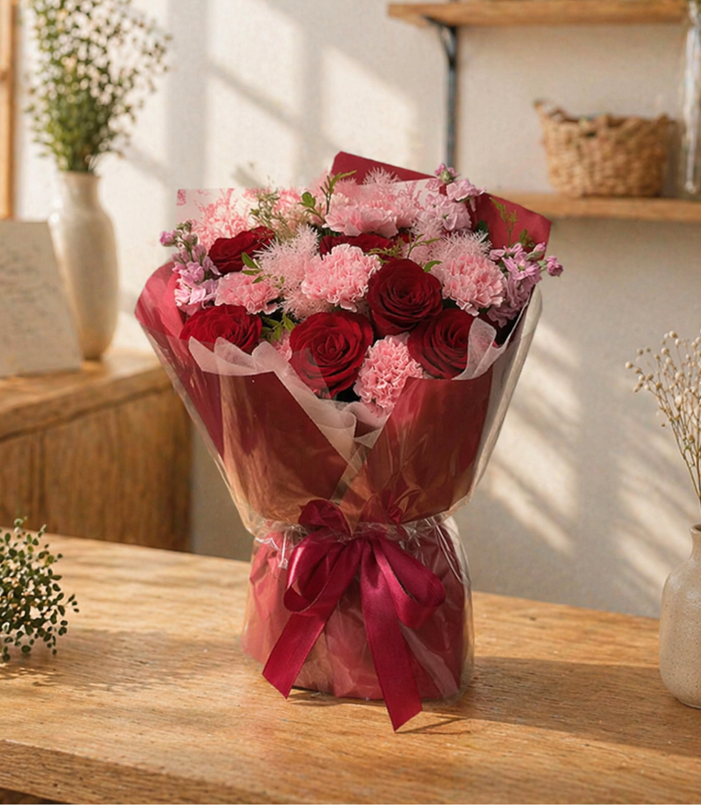 Crimson and Blush Harmony - 18 Mixed Main Stems + Filler Flowers | GOOD DAY
