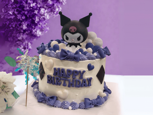 Purple Kuromi Cake with 3D Kuromi topper and decorative bows